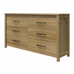 ameriwood home augusta 6 drawer wide dresser with easy assembly in natural
