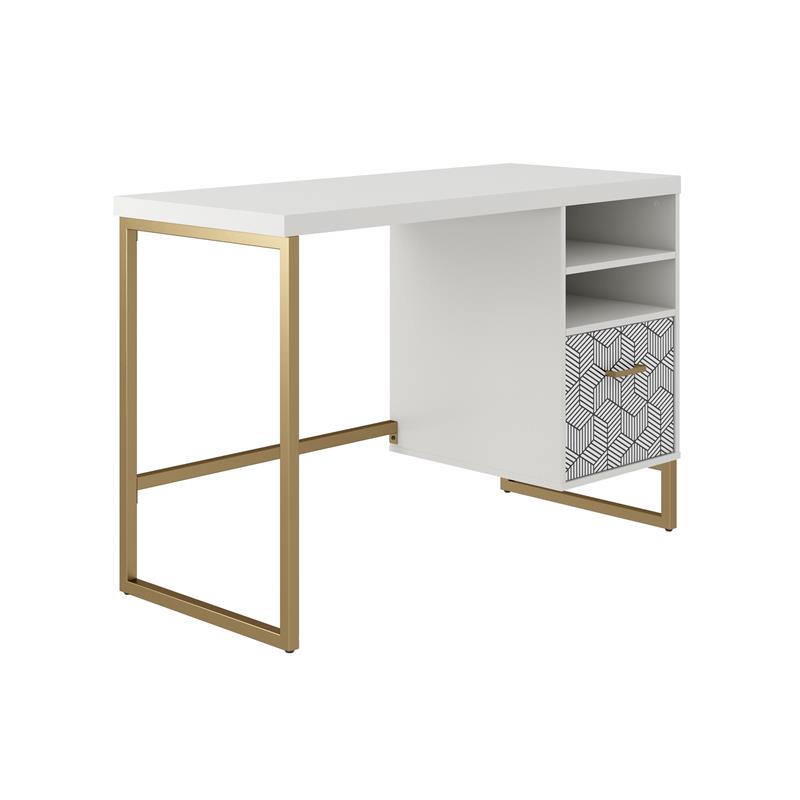CosmoLiving by Cosmopolitan Scarlett Single Pedestal Desk in White