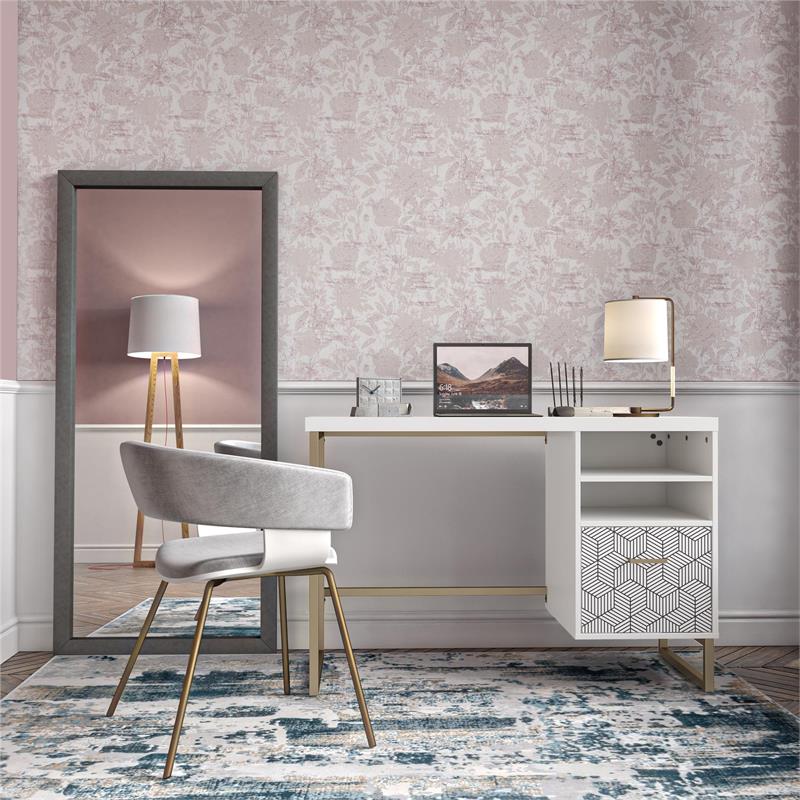 CosmoLiving by Cosmopolitan Scarlett Single Pedestal Desk in White