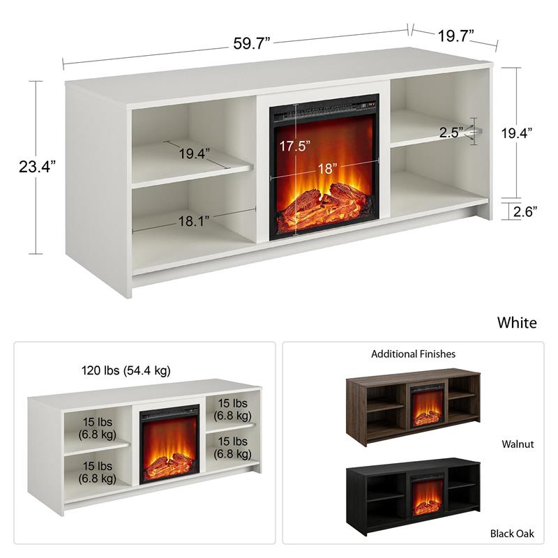 Ameriwood Home Cabrillo Fireplace TV Stand for TVs up to 65