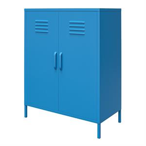 novogratz cache 2 door metal locker storage cabinet in blue