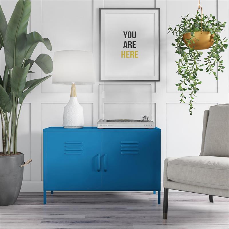 Novogratz Cache 2 Door Metal Locker Accent Cabinet in Blue