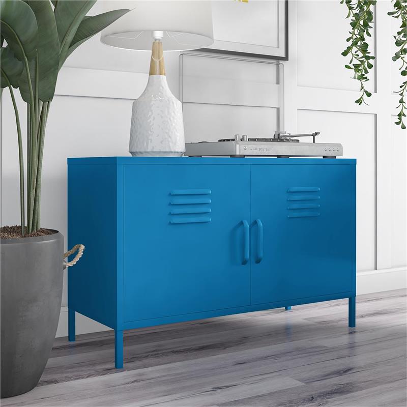 Novogratz Cache 2 Door Metal Locker Accent Cabinet in Blue
