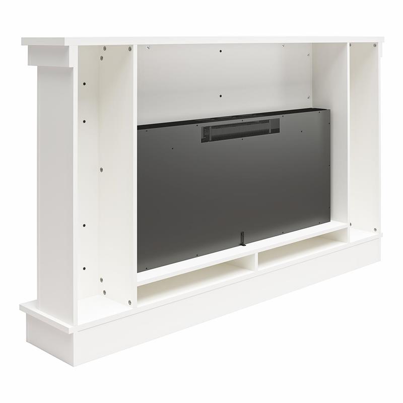 Ameriwood Home Elmcroft Wide Mantel with Linear Electric Fireplace in White