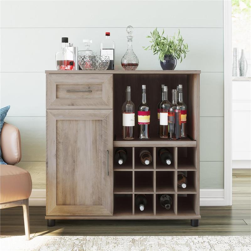 Systembuild Evolution Dwyer Bar Cabinet in Gray Oak