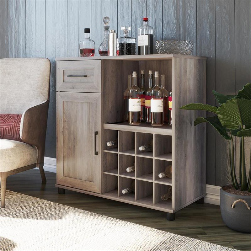 Systembuild Evolution Dwyer Bar Cabinet in Gray Oak