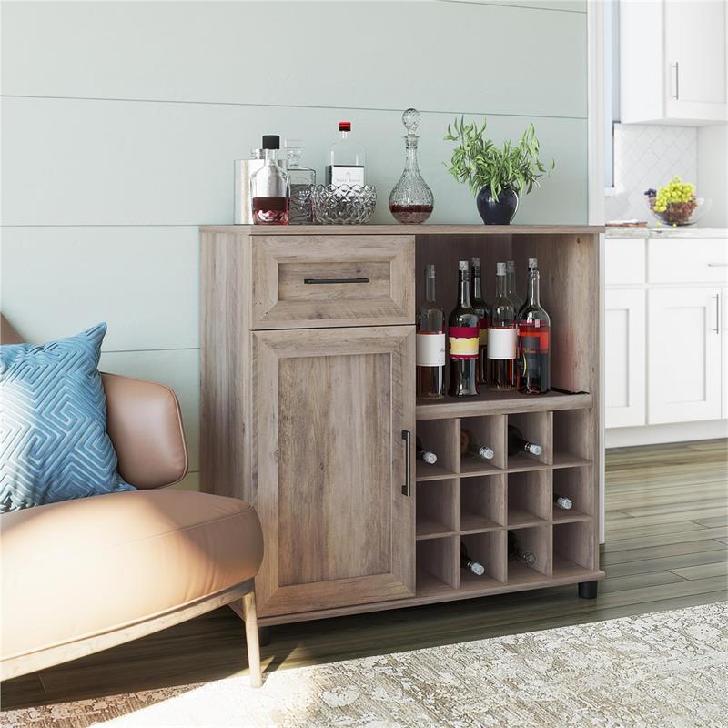 Systembuild Evolution Dwyer Bar Cabinet in Gray Oak