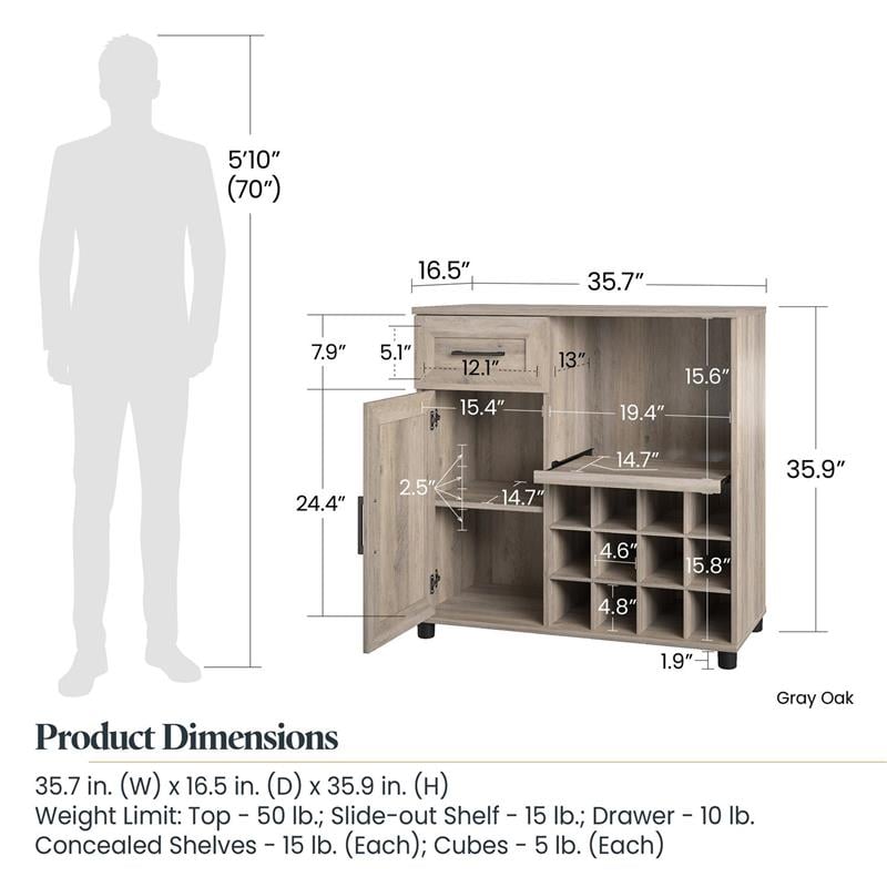 Systembuild Evolution Dwyer Bar Cabinet in Gray Oak