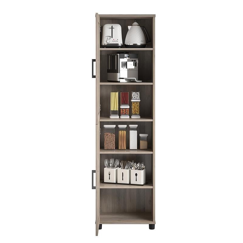 Systembuild Evolution Dwyer 2 Door Kitchen Pantry Cabinet in Gray Oak