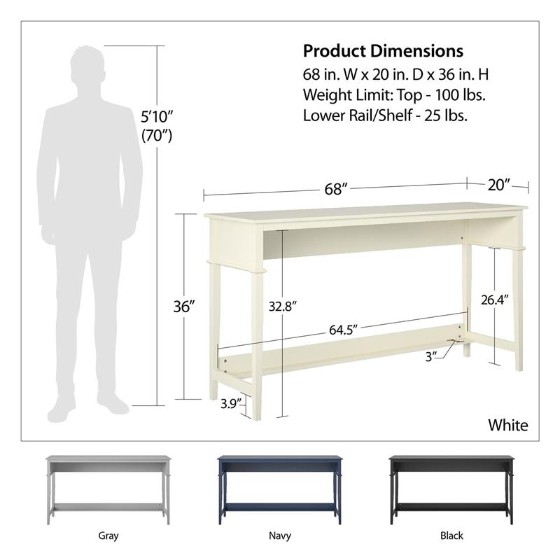 Ameriwood Home Franklin Sofa Table in Navy