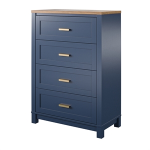 ameriwood home armada 4 drawer dresser in navy with walnut top