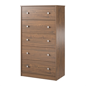 ameriwood home ellwyn tall 5 drawer dresser in walnut