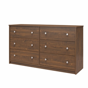 ameriwood home ellwyn 6 drawer wide dresser in walnut