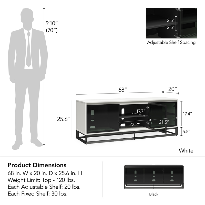 Alphason Media Console with Steel Base for TVs up to 77