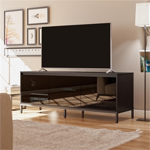 Alphason Media Console with Steel Post Base for TVs up to 77&quot in Black