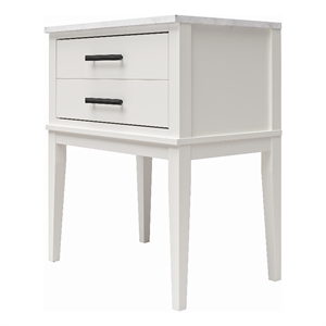ameriwood home lynnhaven nightstand in white w/ white marble top