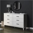 Ameriwood Home Lynnhaven Wide 6 Drawer Dresser in White w/ White Marble Top