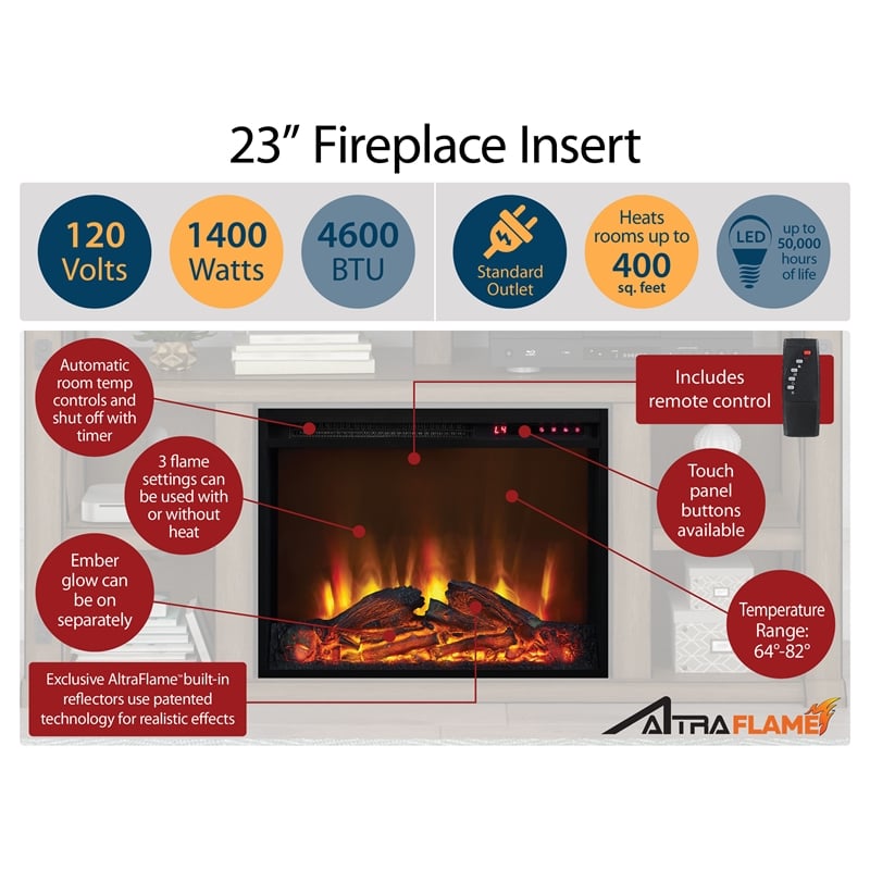 Ameriwood Home Barrow Creek Fireplace Console for TVs up to 60