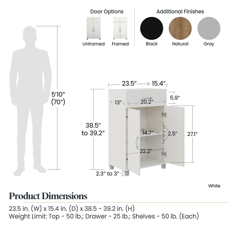 Systembuild Evolution Lory Framed 2 Door/1 Drawer Base Cabinet in Natural