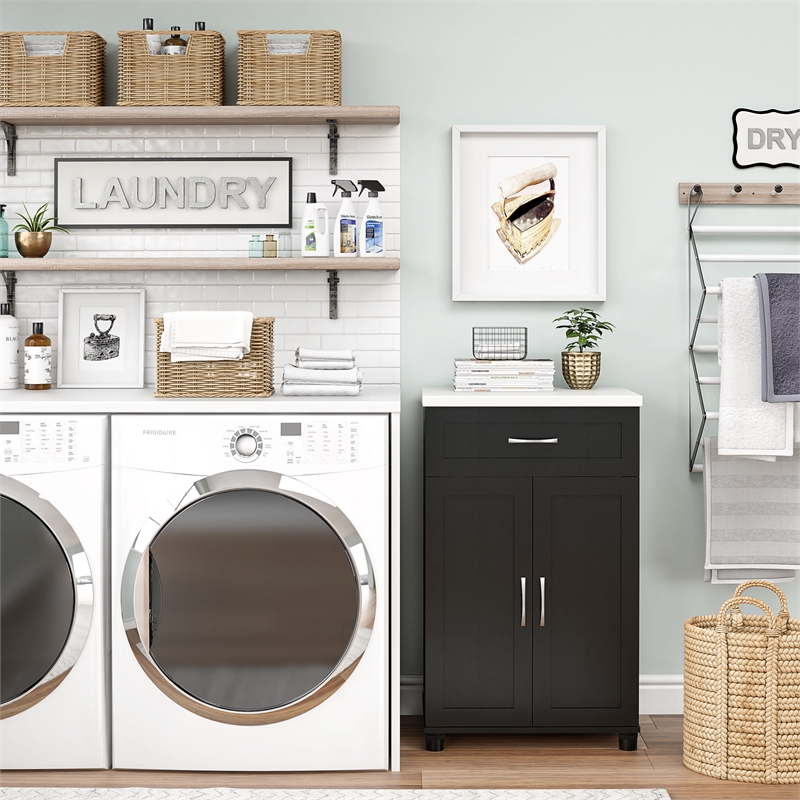 Systembuild Evolution Lory Framed 2 Door/1 Drawer Base Cabinet in Black