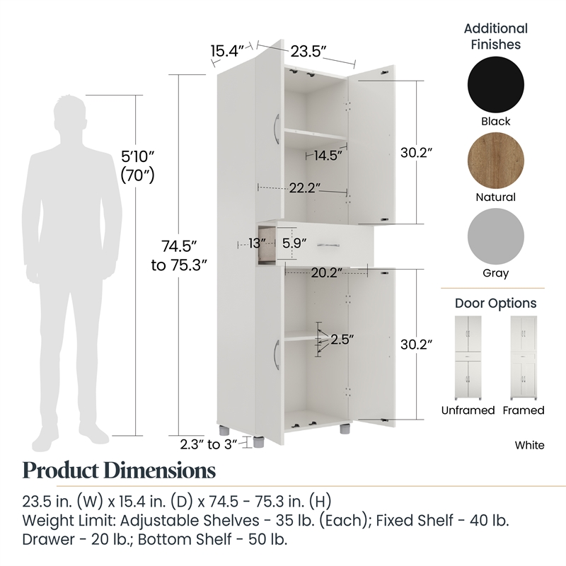 Systembuild Evolution Lory Framed Storage Cabinet with Drawer in Natural