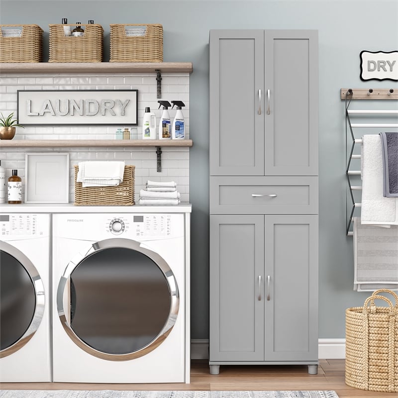 Systembuild Evolution Lory Framed Storage Cabinet with Drawer in Dove Gray