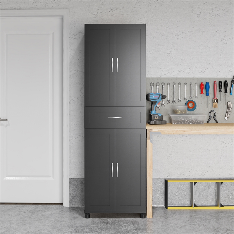 Systembuild Evolution Lory Framed Storage Cabinet with Drawer in Black