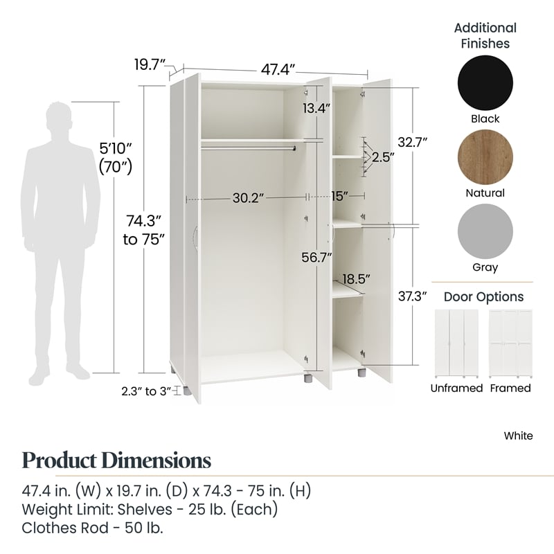 Systembuild Evolution Lory Framed 3 Door Wardrobe in Natural