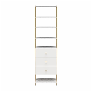CosmoLiving by Cosmopolitan Gwyneth Closet with 3 Drawers in White Marble