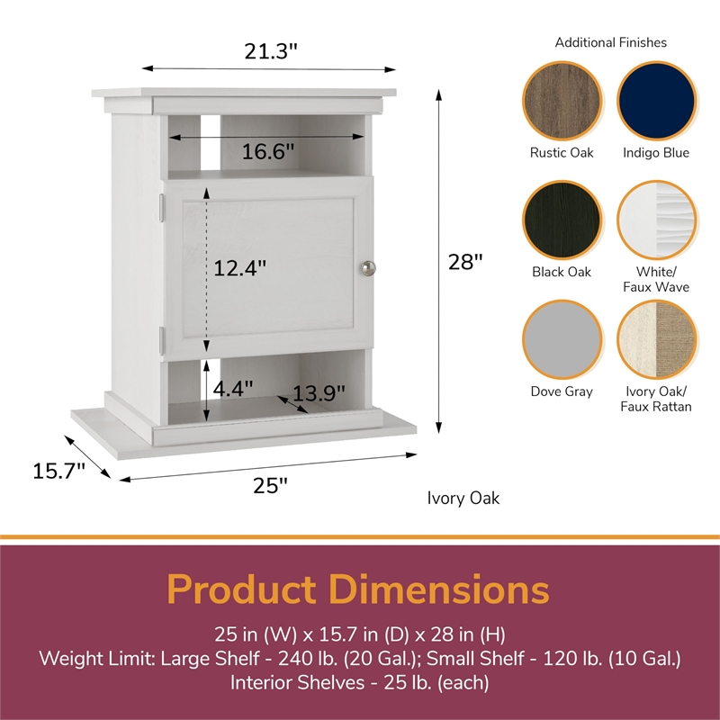 Flipper by Ollie & Hutch Flipper 10/20 Gallon Aquarium Stand in Ivory Oak