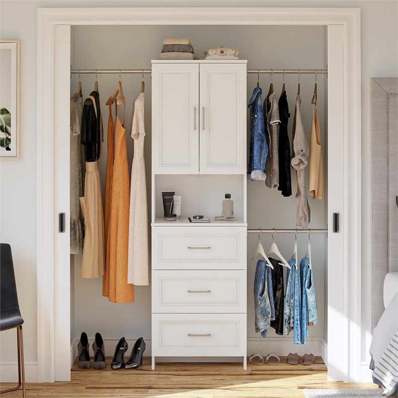 Systembuild Evolution Nevaeh Ridge 3 Drawer Closet Storage in White