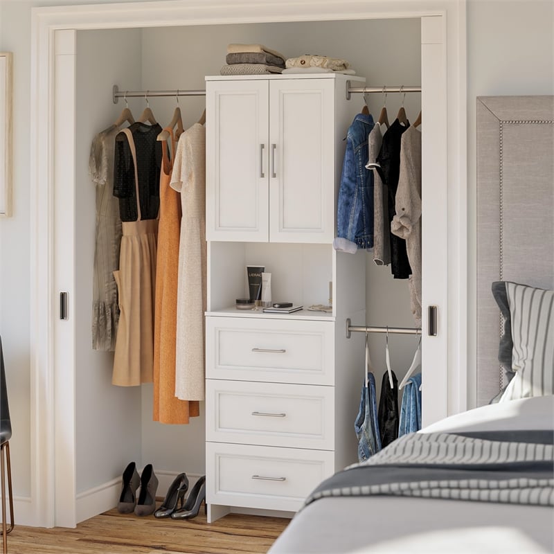 Systembuild Evolution Nevaeh Ridge 3 Drawer Closet Storage in White