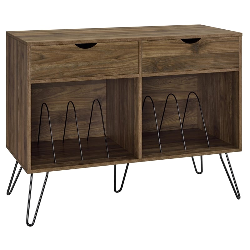 Novogratz Concord Turntable Stand with Drawers in Walnut