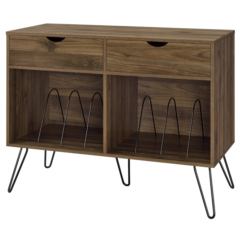 Novogratz Concord Turntable Stand with Drawers in Walnut