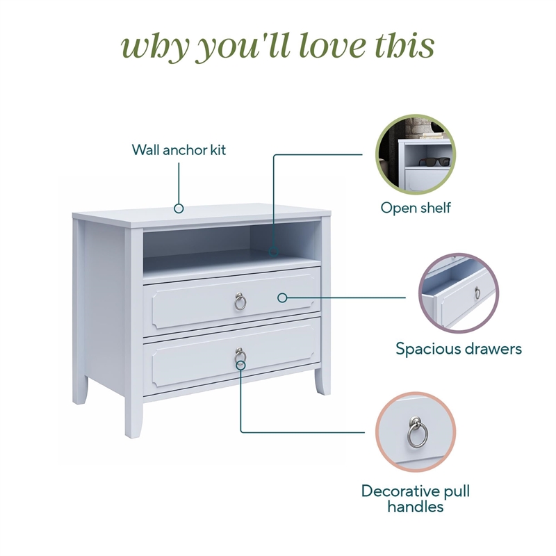 Novogratz Her Majesty 2 Drawer Nightstand in Black