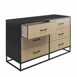 Ameriwood Home Novogratz Kelly 6-Drawer Engineered Wood Dresser in Black Oak