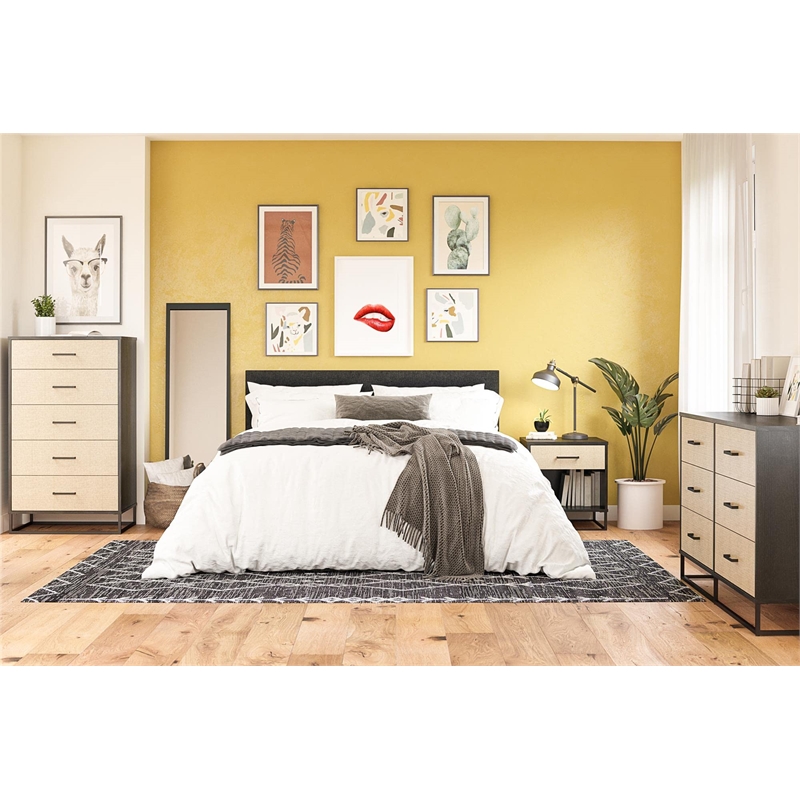 Ameriwood Home Novogratz Kelly 6-Drawer Engineered Wood Dresser in Black Oak