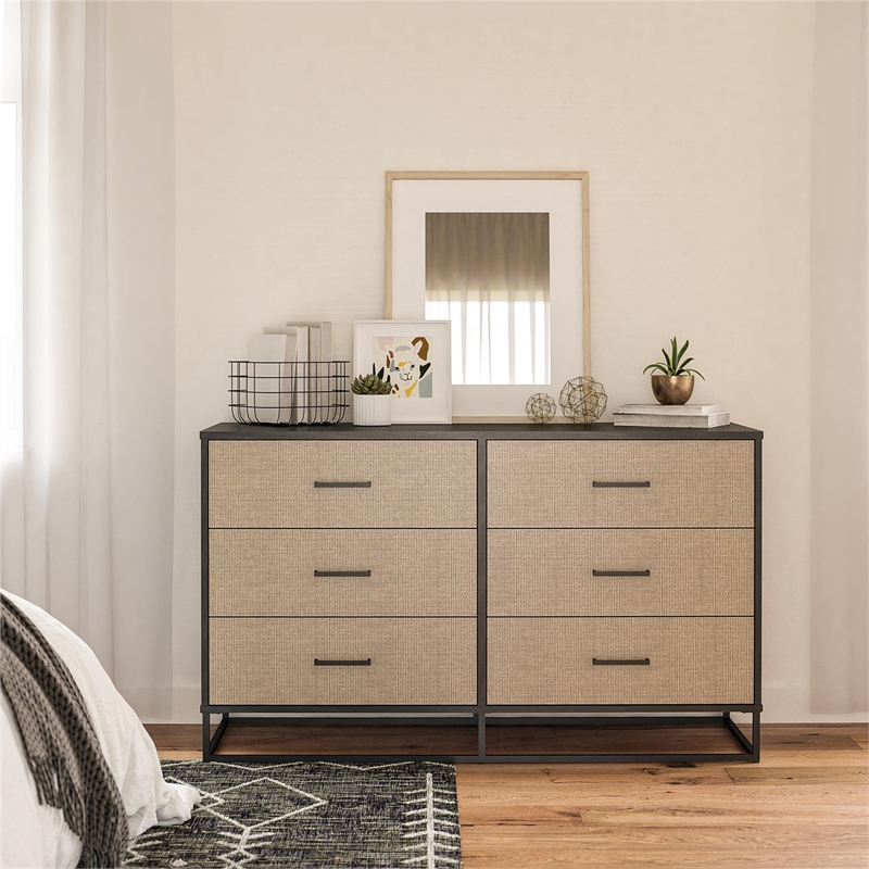 Ameriwood Home Novogratz Kelly 6-Drawer Engineered Wood Dresser in Black Oak