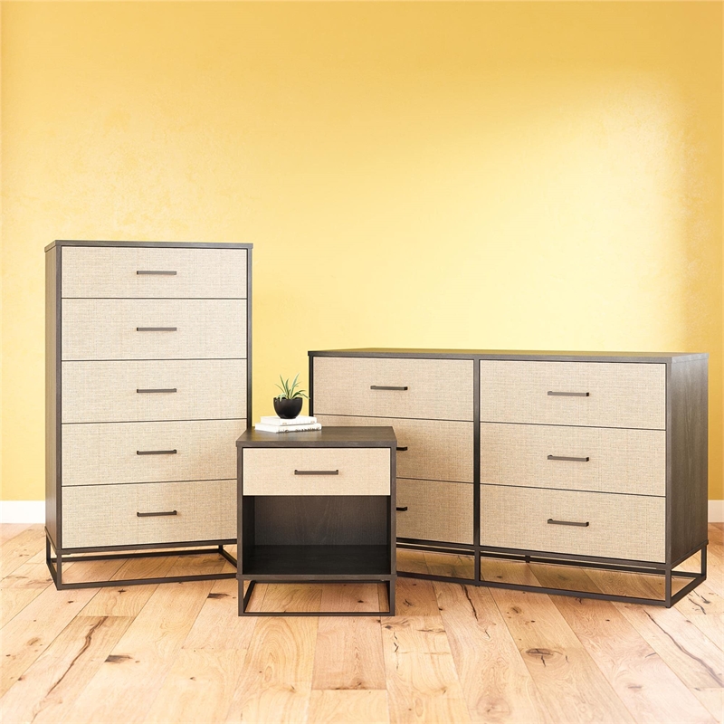 Ameriwood Home Novogratz Kelly 6-Drawer Engineered Wood Dresser in Black Oak