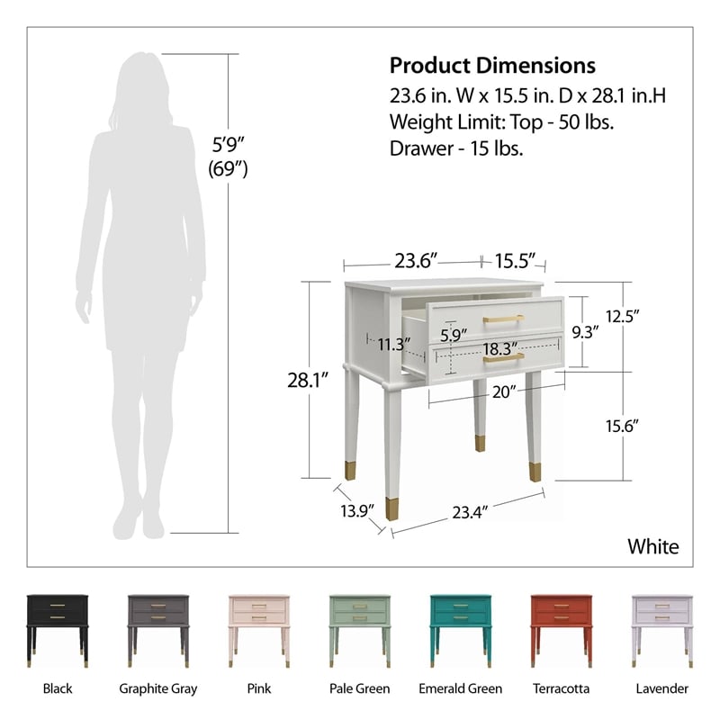 CosmoLiving by Cosmopolitan Westerleigh End Table in White