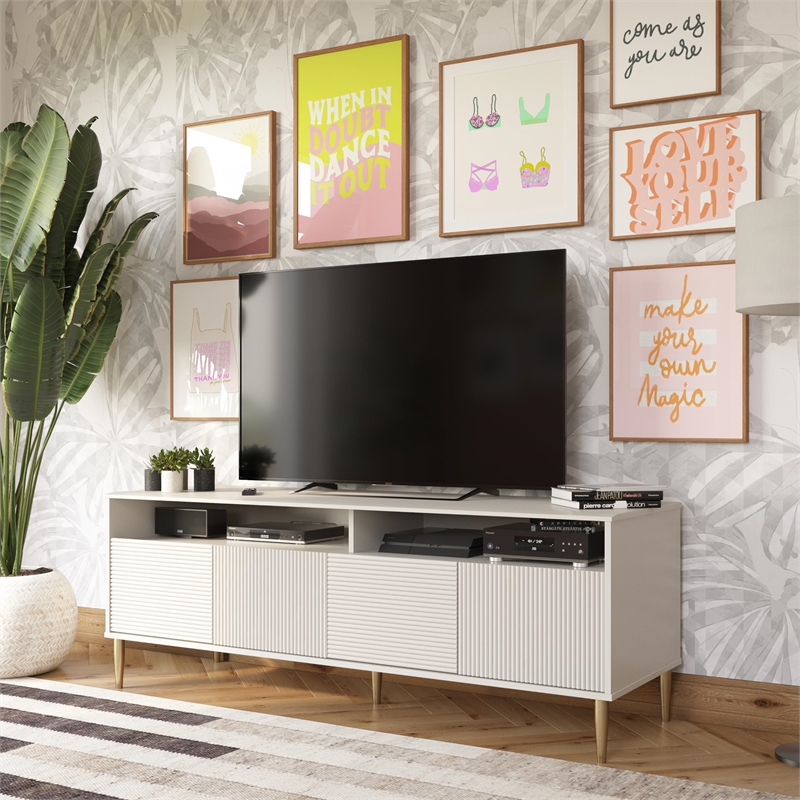 Ameriwood Home Mr. Kate Daphne Engineered Wood TV Console in Gray/Gold