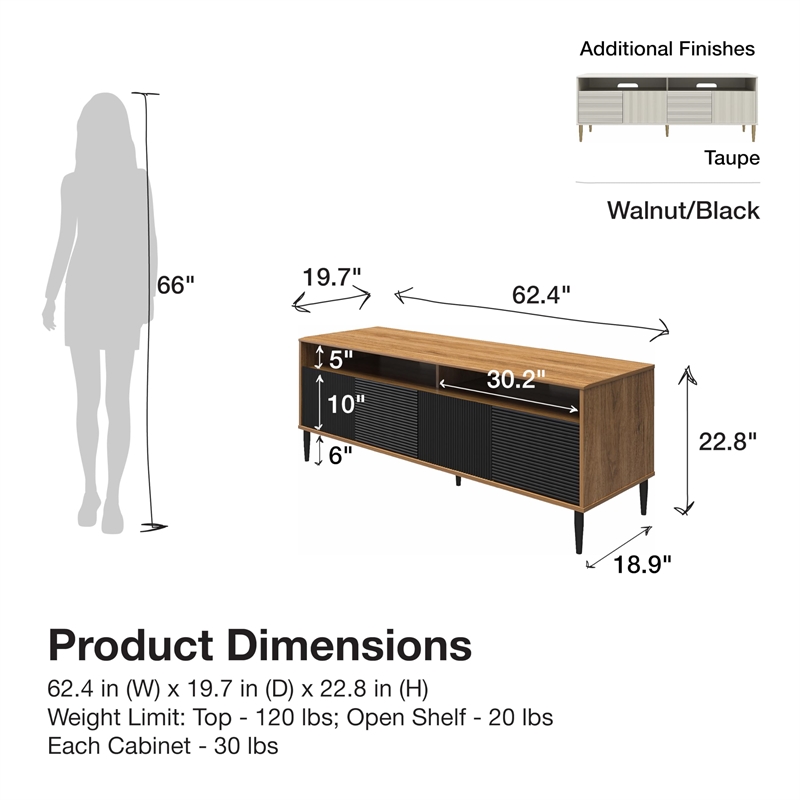 Mr. Kate Daphne TV Console in Walnut and Black