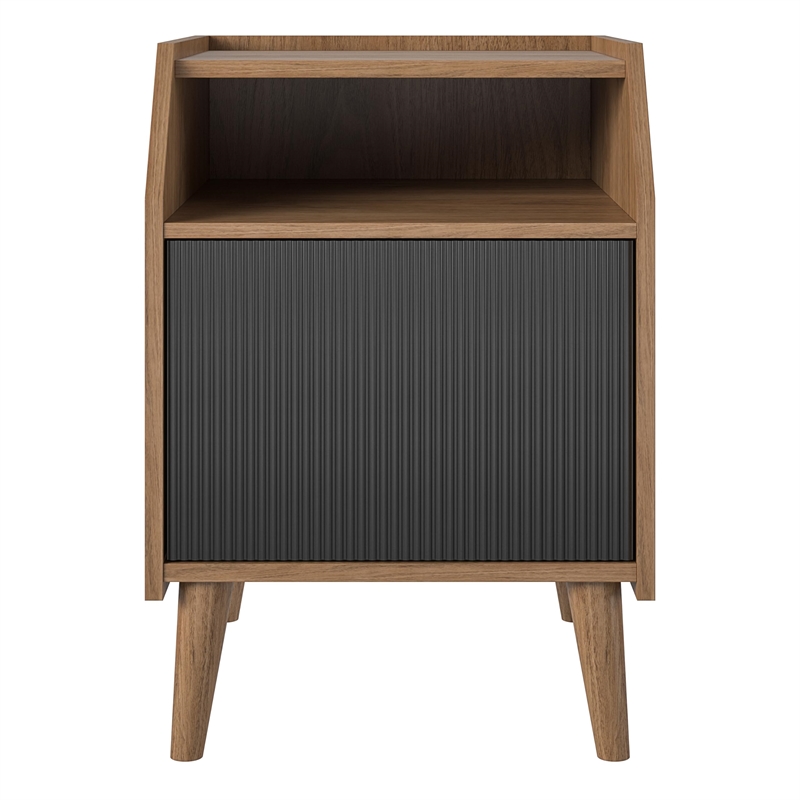 Novogratz Magnolia Laminated Engineered Wood End Table in Walnut/Black