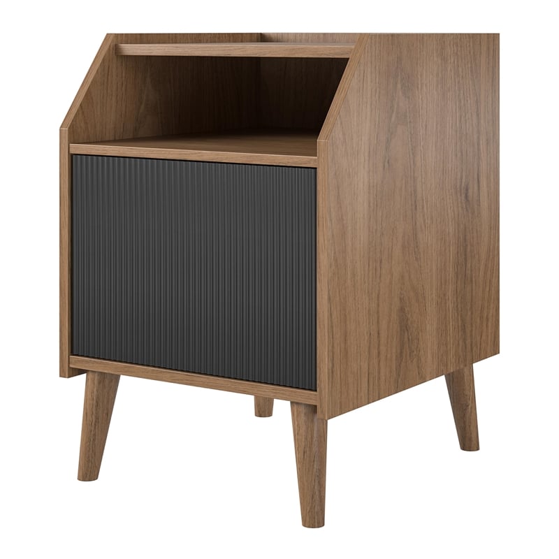 Novogratz Magnolia Laminated Engineered Wood End Table in Walnut/Black