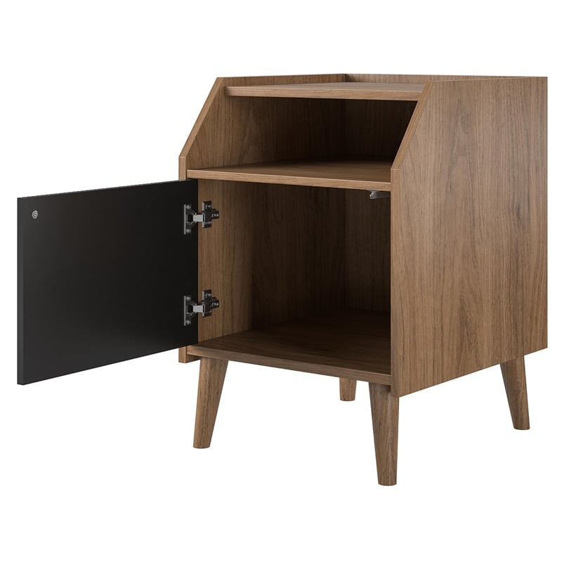 Novogratz Magnolia Laminated Engineered Wood End Table in Walnut/Black