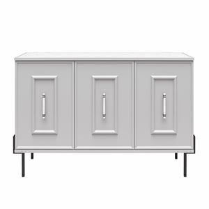 cosmoliving by cosmopolitan liberty 3 door accent cabinet dove gray w/marble top