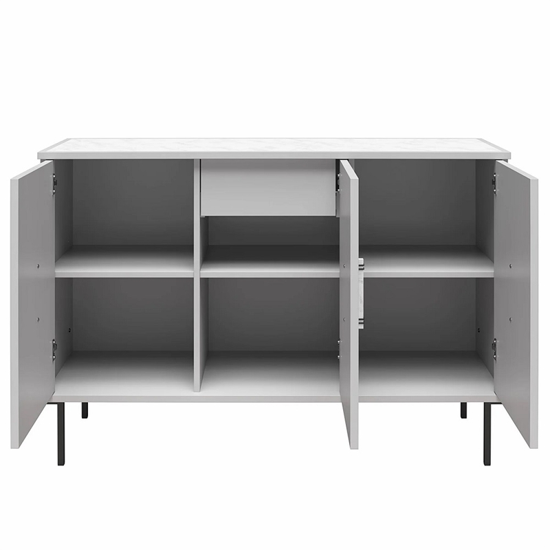 CosmoLiving by Cosmopolitan Liberty 3 Door Accent Cabinet Dove Gray w/Marble Top