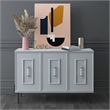 CosmoLiving by Cosmopolitan Liberty 3 Door Accent Cabinet Dove Gray w/Marble Top