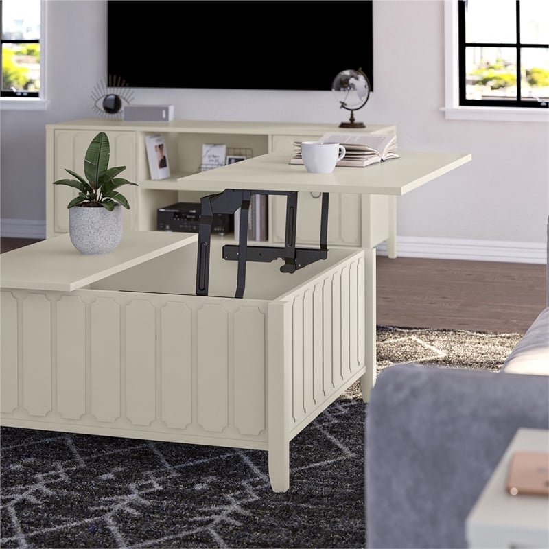 Novogratz Her Majesty Engineered Wood Lift-Top Coffee Table in White