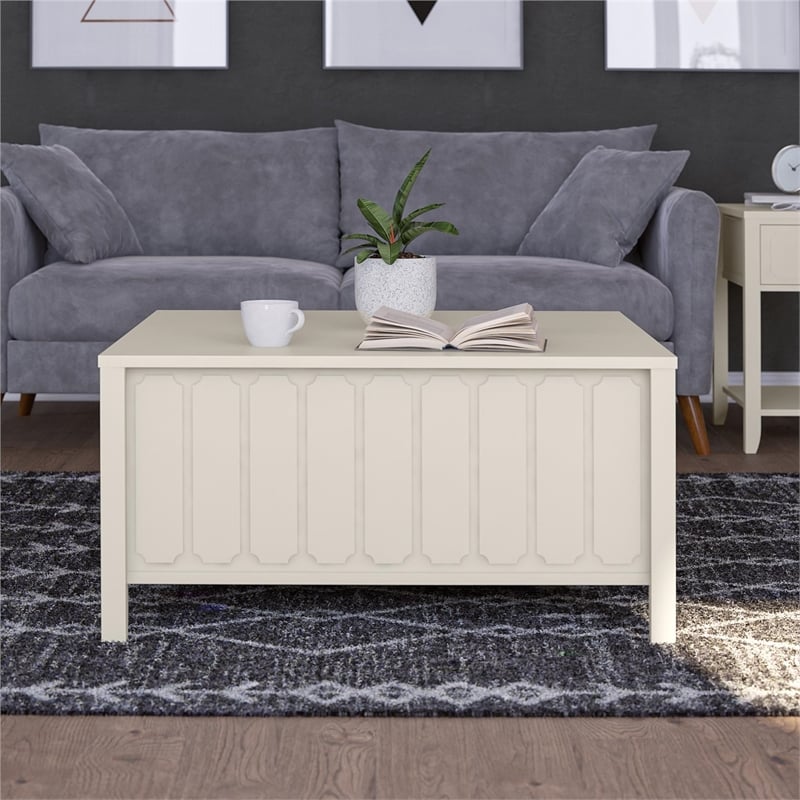 Novogratz Her Majesty Engineered Wood Lift-Top Coffee Table in White